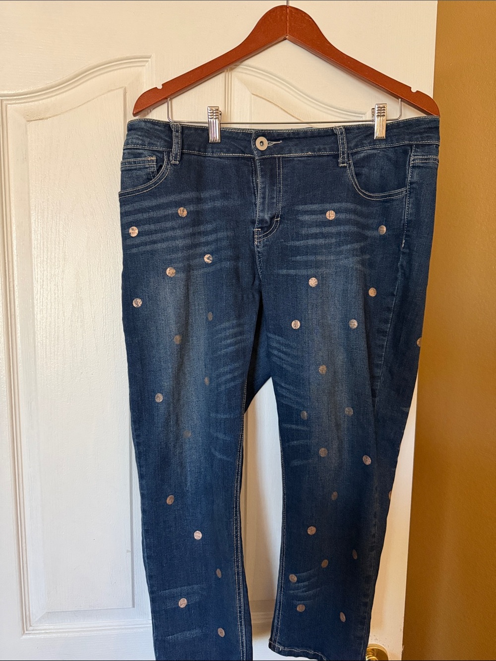 Baccini Dark Blue Skinny Jeans with Metallic Polka Dots